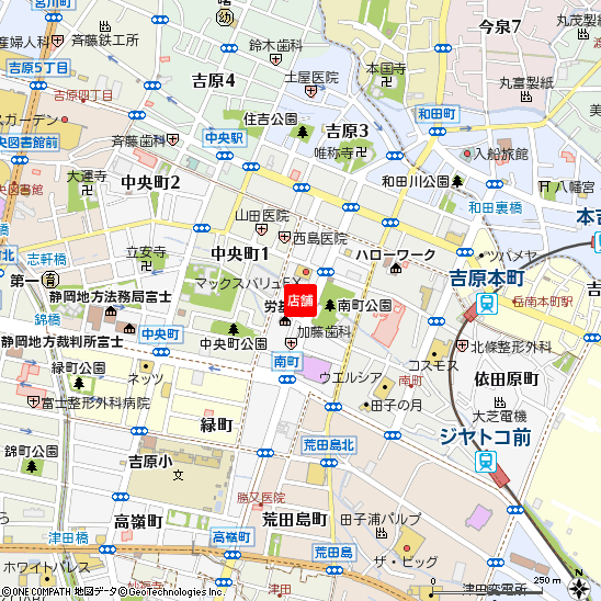 吉原支店付近の地図